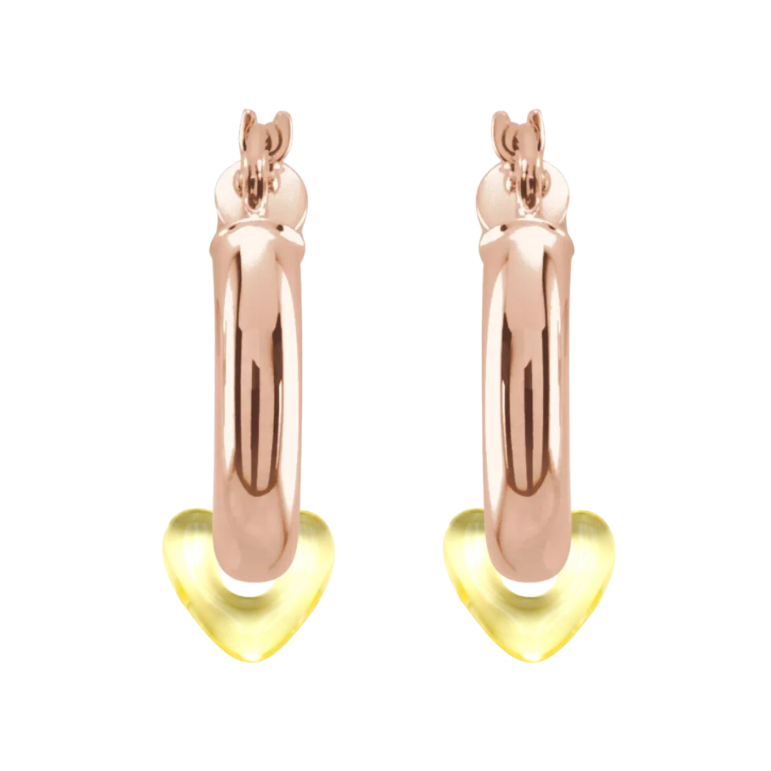 Resin Heart Hoop Earrings