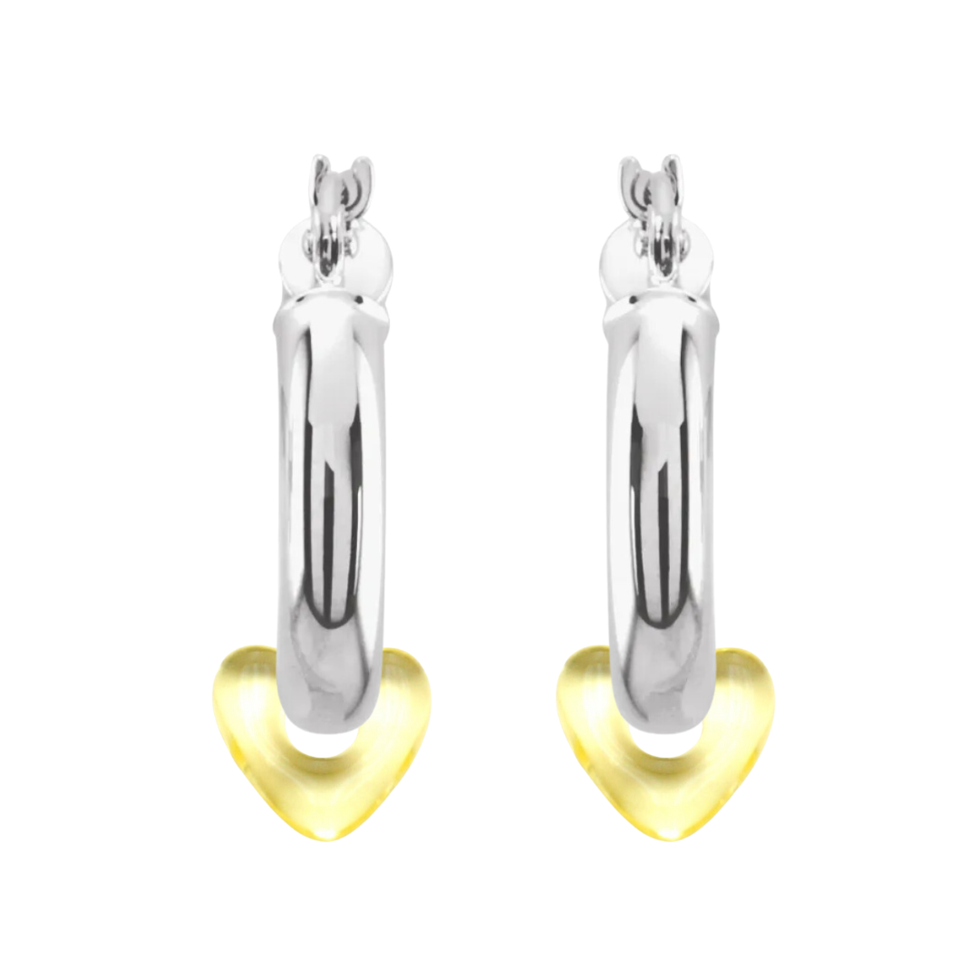 Resin Heart Hoop Earrings