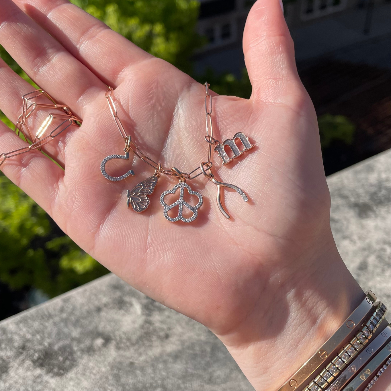 Diamond Peace Flower Pendant