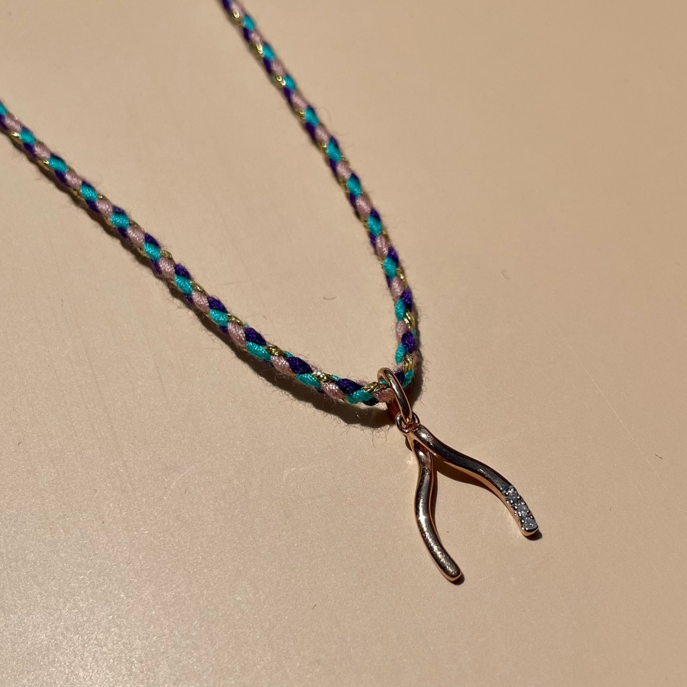 Wishbone Pendant with Diamonds