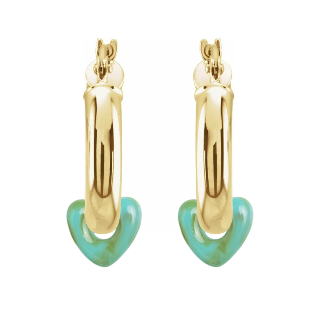 Resin Heart Hoop Earrings