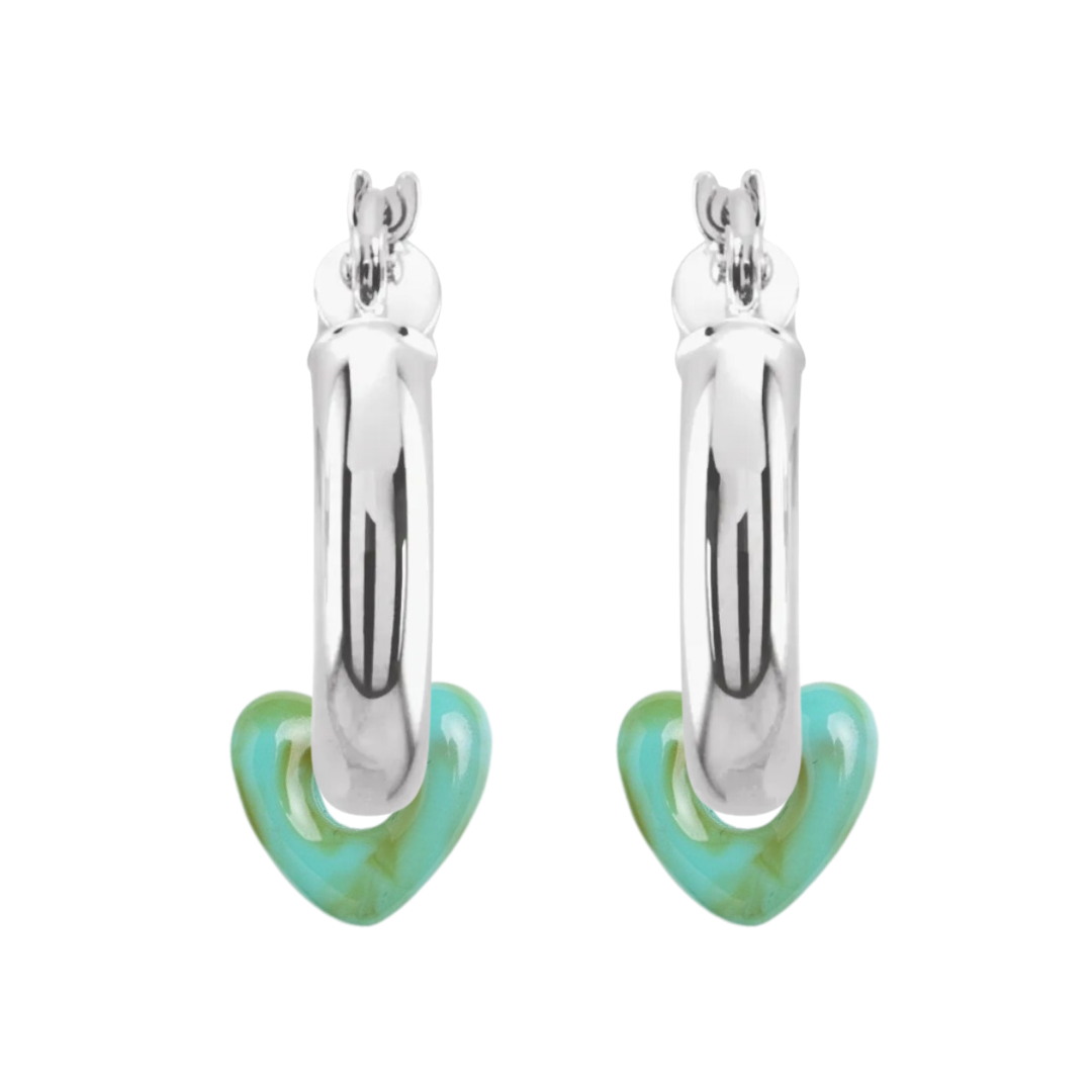 Resin Heart Hoop Earrings