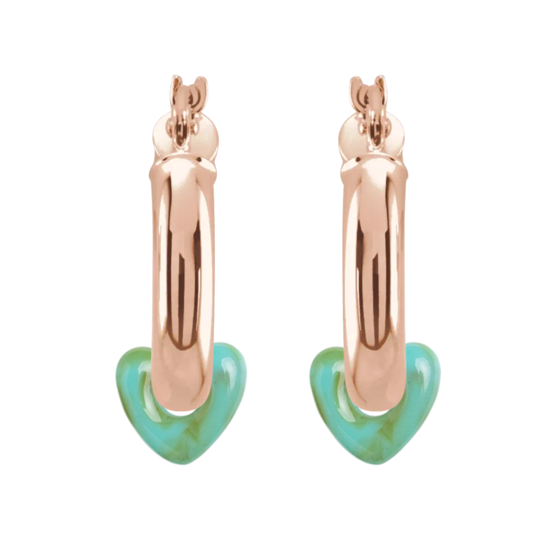 Resin Heart Hoop Earrings
