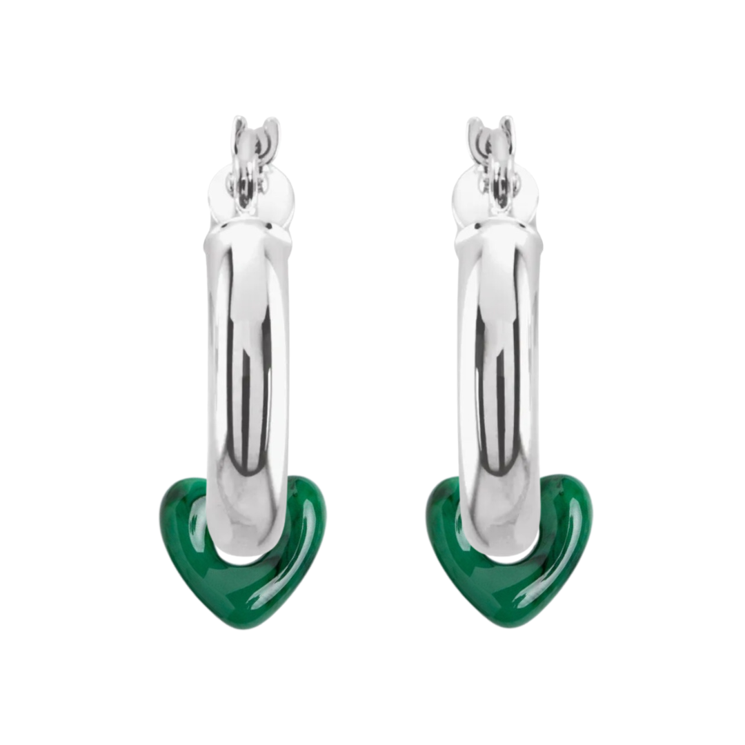 Resin Heart Hoop Earrings