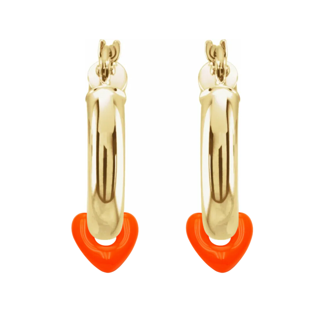 Resin Heart Hoop Earrings