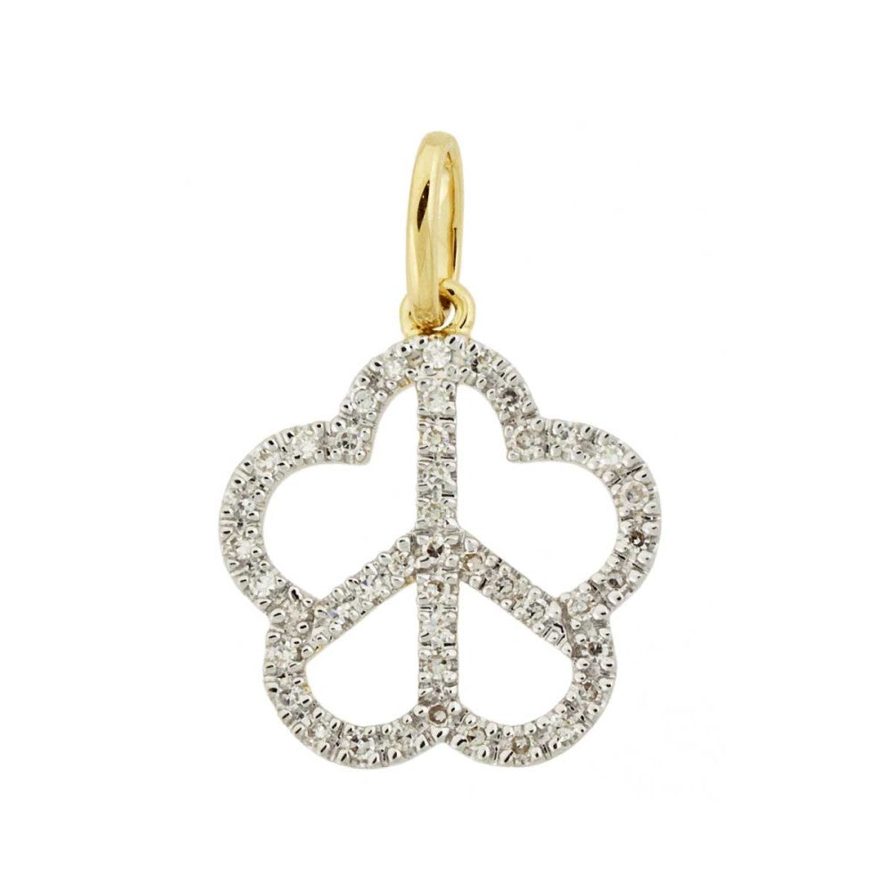Diamond Peace Flower Pendant