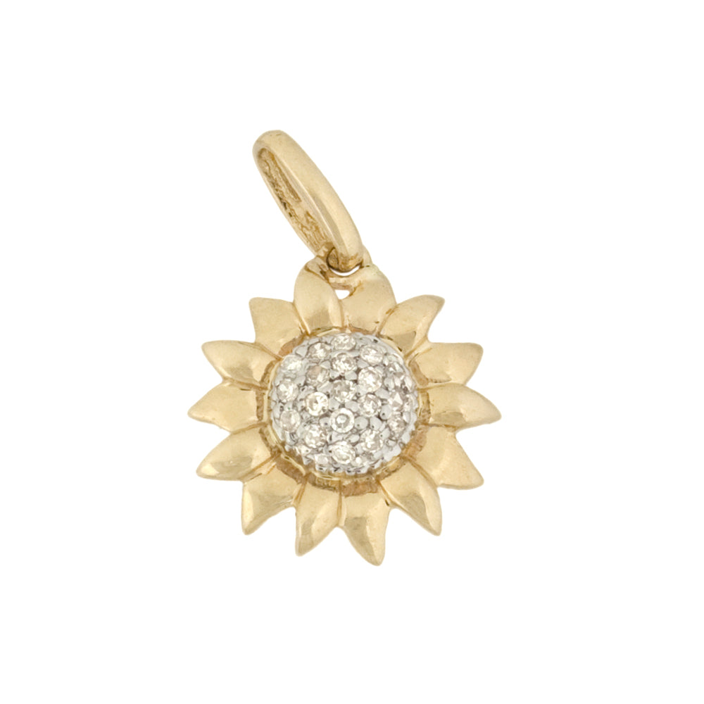 Sunflower Pendant with Diamonds