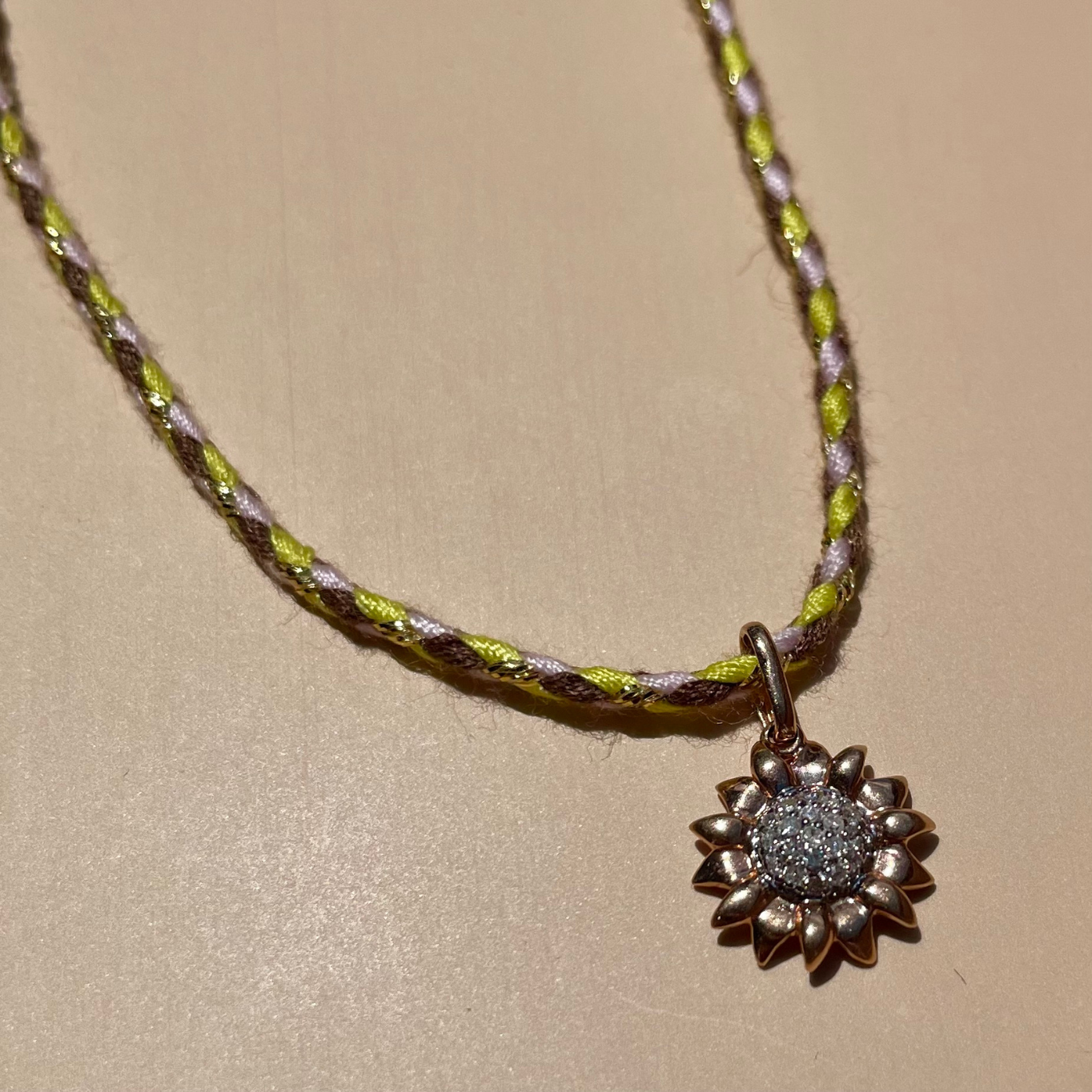 Sunflower Pendant with Diamonds